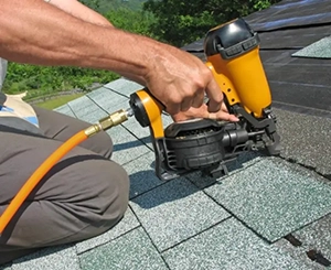 Roof repair using nail gun